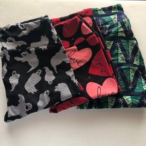 One Size LuLaRoe Holiday Leggings - 3 pair bundle